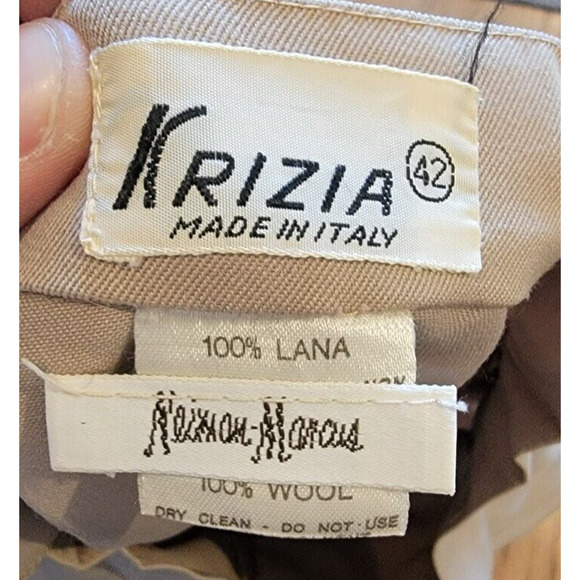 VTG Womens Krizia Maglia Tan/Khaki 100% Wool Fall Skirt Pockets Italy 42 - Picture 6 of 11